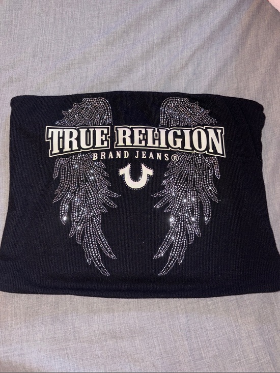 True Religion Tops - True Religion Black Rhinestone Angel Wing Tube Top